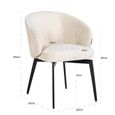 Amphara Dining Armchair - Curved Back - White Chenille - Fabric and Metal
