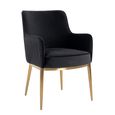 Breeze Dining Armchair - Set of 2 - Quartz Anthracite and Gold - Fabric and Metal