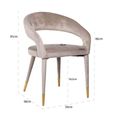 Gia Dining Armchair - Curved Back - Sand - Fabric and Metal