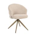 Zendaya Swivel Dining Armchair - Biscotti and Gold - Fabric and Metal