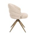 Zendaya Swivel Dining Armchair - Biscotti and Gold - Fabric and Metal
