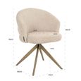 Zendaya Swivel Dining Armchair - Biscotti and Gold - Fabric and Metal