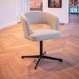 Blanca Swivel Dining Chair - Curved Back - Fancy Natural - Fabric and Metal
