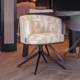 Cheyenne Beige Fabric Graffic Swivel Dining Chair with Black Legs