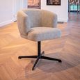 Dinan Swivel Dining Chair - Cream Tweed - Fabric and Metal
