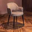 Giovanna Khaki Fabric Dining Armchair with Black Legs