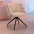 Kayla Cream Fabric Swivel Dining Chair with Black Legs