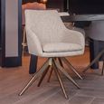 Lisonne Swivel Dining Armchair - Sand - Fabric and Metal