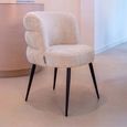 Stella Beige Chenille Fabric Dining Chair with Black Legs