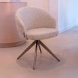 Zendaya Swivel Dining Chair - Curved Back - Cayenne Brown - Fabric and Metal