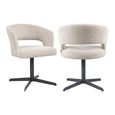 Blanca Swivel Dining Chair - Curved Back - Fancy Natural - Fabric and Metal