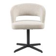 Blanca Swivel Dining Chair - Curved Back - Fancy Natural - Fabric and Metal