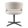 Blanca Swivel Dining Chair - Curved Back - Fancy Natural - Fabric and Metal