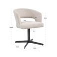 Blanca Swivel Dining Chair - Curved Back - Fancy Natural - Fabric and Metal