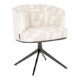 Cheyenne Beige Fabric Graffic Swivel Dining Chair with Black Legs