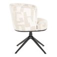 Cheyenne Beige Fabric Graffic Swivel Dining Chair with Black Legs