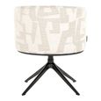 Cheyenne Beige Fabric Graffic Swivel Dining Chair with Black Legs