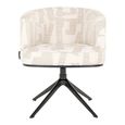 Cheyenne Beige Fabric Graffic Swivel Dining Chair with Black Legs