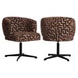 Dinan Swivel Dining Chair - Labyrinth - Brown - Fabric and Metal