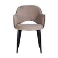 Giovanna Khaki Fabric Dining Armchair with Black Legs