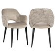 Giovanna Natural Khaki Fabric Dining Armchair with Black Legs