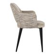Giovanna Natural Khaki Fabric Dining Armchair with Black Legs