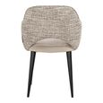 Giovanna Natural Khaki Fabric Dining Armchair with Black Legs