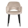 Giovanna Pink Khaki Fabric Dining Armchair with Black Legs