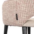 Giovanna Pink Khaki Fabric Dining Armchair with Black Legs