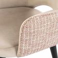 Giovanna Pink Khaki Fabric Dining Armchair with Black Legs