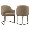 Hadley Dining Armchair - Cantilever Base - Brown Tweed - Fabric and Metal