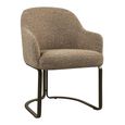 Hadley Dining Armchair - Cantilever Base - Brown Tweed - Fabric and Metal
