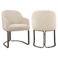 Hadley Dining Armchair - Cantilever Base - Natural Boldweave - Fabric and Metal