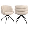 Kayla Cream Fabric Swivel Dining Chair with Black Legs