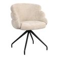 Kayla Cream Fabric Swivel Dining Chair with Black Legs