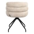 Kayla Cream Fabric Swivel Dining Chair with Black Legs
