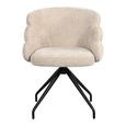 Kayla Cream Fabric Swivel Dining Chair with Black Legs