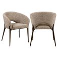 Kenzi Dining Chair - Curved Back - Mocca Linear - Fabric and Wood