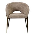 Kenzi Dining Chair - Curved Back - Mocca Linear - Fabric and Wood
