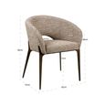 Kenzi Dining Chair - Curved Back - Mocca Linear - Fabric and Wood