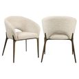 Kenzi Dining Chair - Curved Back - Natural Linear - Fabric and Wood