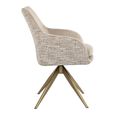 Lisonne Natural Khaki Velvet Fabric Swivel Dining Chair with Brushed Gold Legs