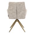 Lisonne Natural Khaki Velvet Fabric Swivel Dining Chair with Brushed Gold Legs