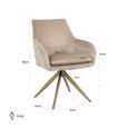 Lisonne Natural Khaki Velvet Fabric Swivel Dining Chair with Brushed Gold Legs
