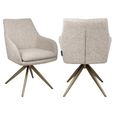 Lisonne Swivel Dining Armchair - Sand - Fabric and Metal