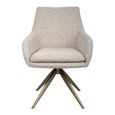 Lisonne Swivel Dining Armchair - Sand - Fabric and Metal