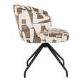Milly Moss Fabric Graffic Swivel Dining Chair with Black Legs