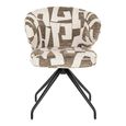 Milly Moss Fabric Graffic Swivel Dining Chair with Black Legs