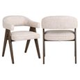 Mori Dining Chair - Curved Back - Cream Tweed - Fabric and Wood