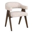 Mori Dining Chair - Curved Back - Cream Tweed - Fabric and Wood